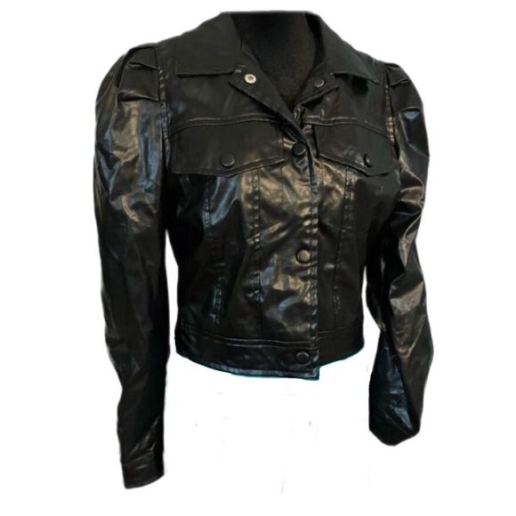 Forever 21 Jackets & Blazers - Forever 21 ￼Faux Leather Puffed Sleeves jacket size large.